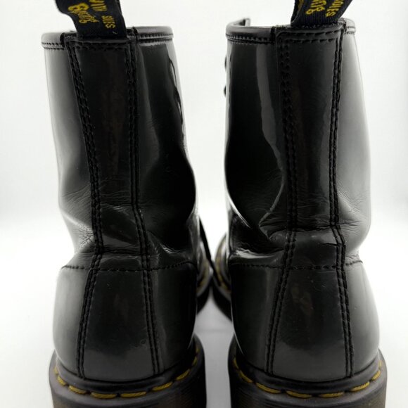 Dr. Martens 1460 Gray Patent Leather Boots EU 38 Lace-Up Iconic Style w/Yellow S - Picture 6 of 10